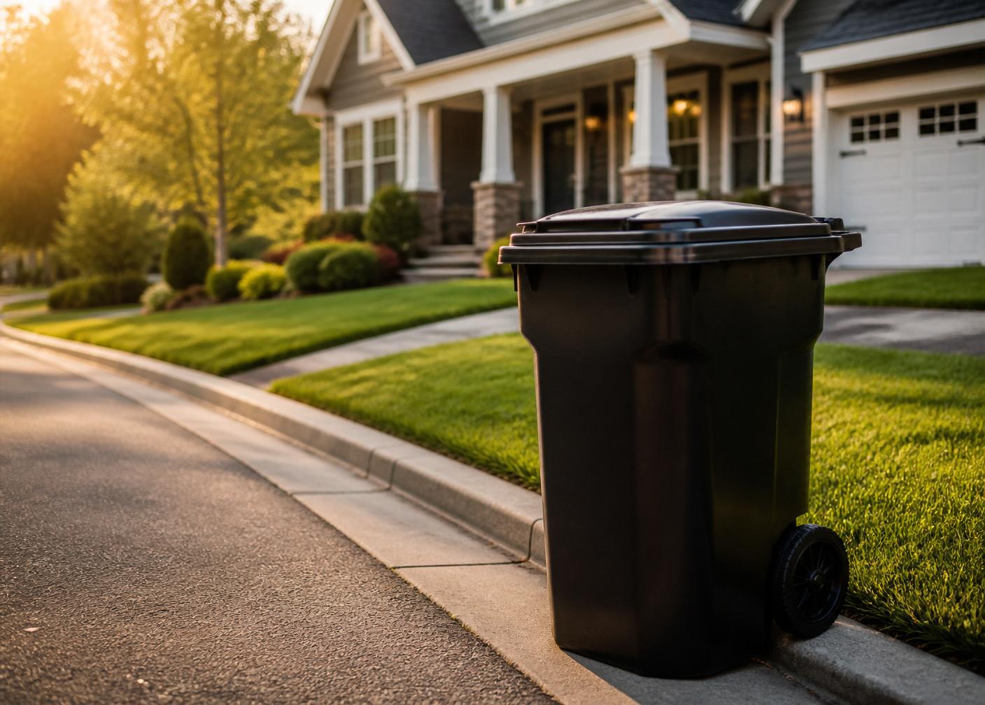 Freshly cleaned trash bin at the curb of a Harrisburg area home